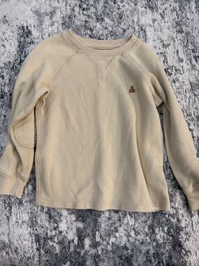 GAP Cream Waffle Knit Long-Sleeve Top with Embroidered Bear